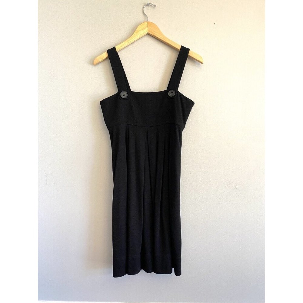 Theory Womens Black Mini Dress Button Square Neck Rayon Size P Petite